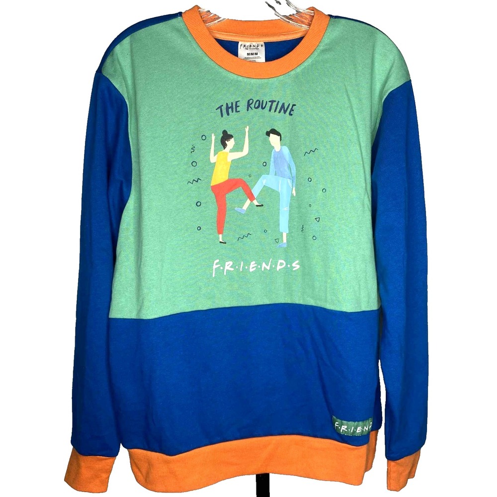 FRIENDS "The Routine" sweatshirt pullover sz medium banded‎ graphic colorful Y2K